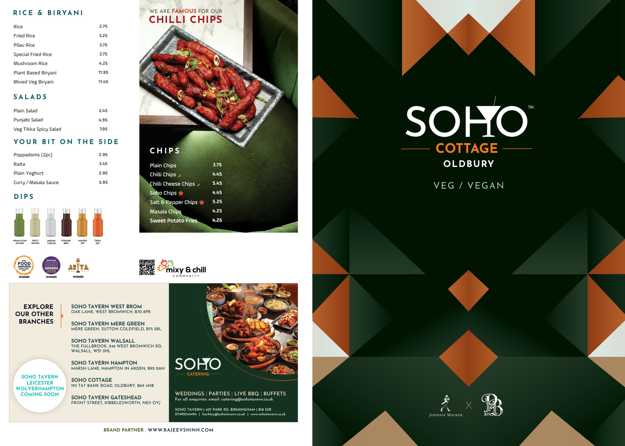 Veg and vegan menu outside page
